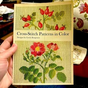 Cross-Stitch Patterns In Color Paperback Book, Designs by Greda Bengtsson, green